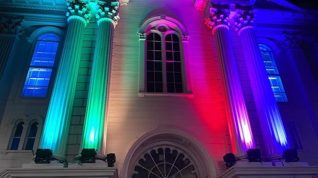 pride color Church facade 9.18.22